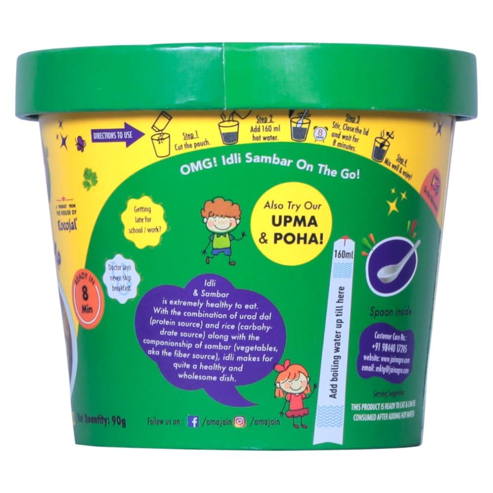 AMAJAIN Amajain Instant Sattvik Healthy Idli Sambar, Ready-to-Eat, No Added Preservatives, No Added Flavours, Jain-Friendly, 90g (Pack of 2)