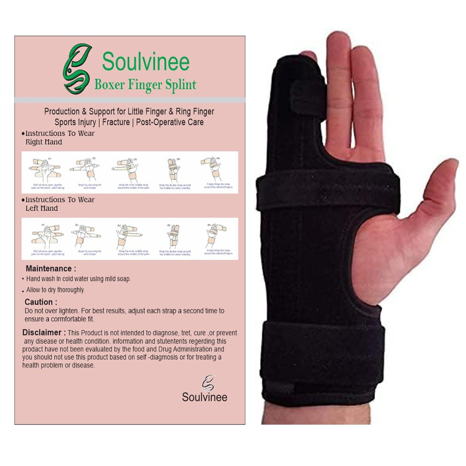 GoodsHealthShop GoodsHealthShop Boxer Finger Splint - Metacarpal Finger Splint Right Removable Splint for Boxers Fracture - Little and Ring Finger Protection - Fits Left or Right Hand Brace (Small,Neoprene)