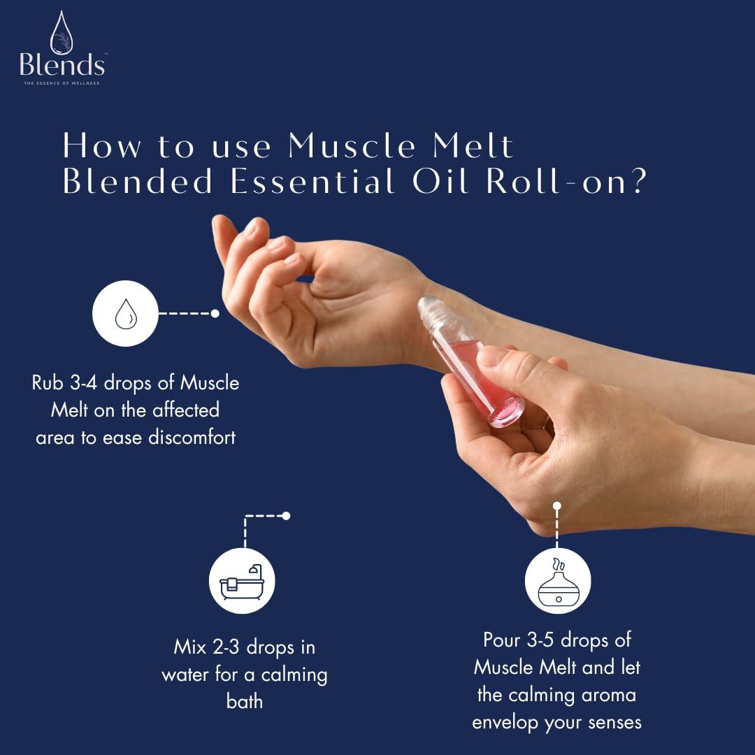 BLENDS BLENDS Muscle Melt Pain Relief Oil for Soreness, Full Body Ache Soothening Roll-on 15 ML