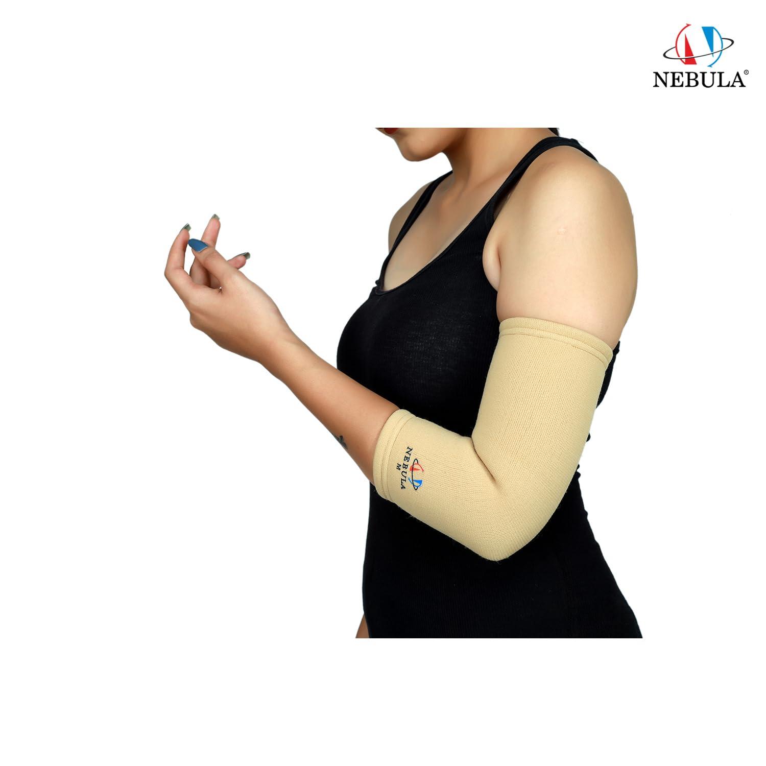 NEBULA NEBULA ebulas Elastic 4-way Bi layered Tennis Elbow Protects the Elbow And Heals. Tennis Elbow Refief. For Both Men And Women. (S, Cream)