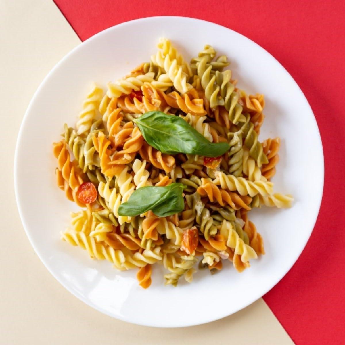 Gustora GUSTORA Healthy Trio Fusilli Pasta 500g I Made of Durum Wheat Semolina I No Maida I Vegetarian I Rich in Protein & Fibre I Zero Cholesterol I Cooking Time 10 Min (500G)