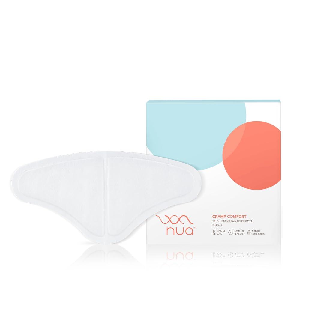Nua Nua Cramp Comfort || 3 Heat Patches for Period Pain and Cramps & Nua Ultra-Safe Sanitary Pads For Women | 12 Ultra Thin Pads | 3 sizes in 1: Heavy Flow-XL+, Medium-XL & Light-L