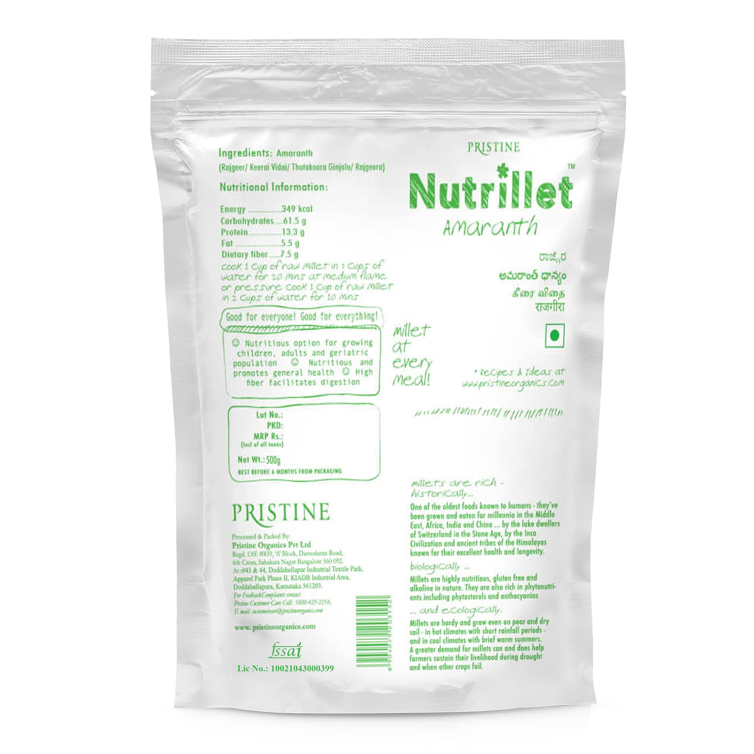 Pristine PRISTINE Nutrillet Healthy Amaranth Millet Pouch, 500 g (Pack of 3)