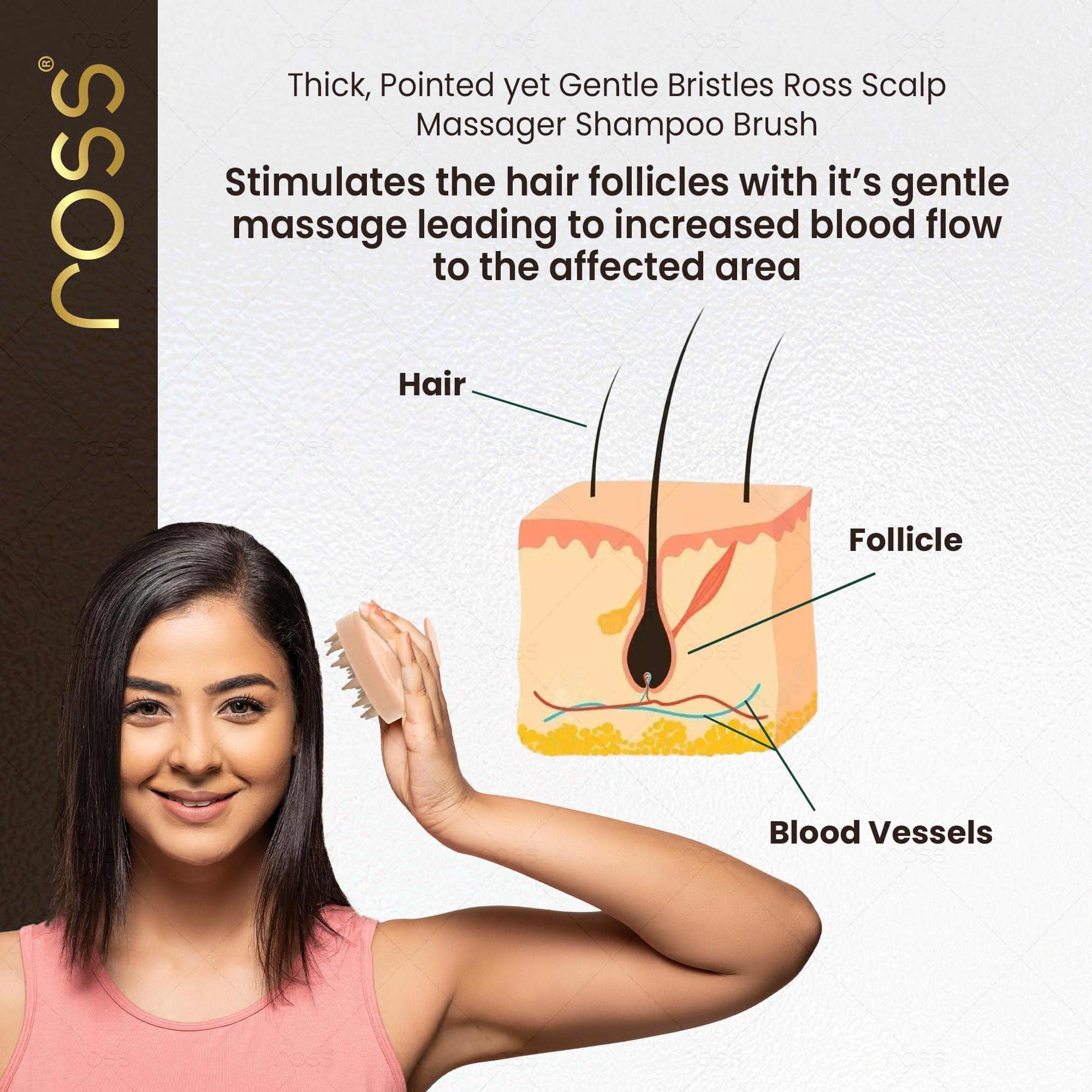 Ross Ross Round Hair Scalp Manual Massager Shampoo Hair Brush, Super Soft Bristles for Exfoliating, Anti-Dandruff (Textured Beige)