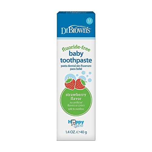 Dr. Brown's Dr. Brown\'s Baby Oral Health Toothpaste, Strawberry Flavor Toddlers And Kids Love, Fluoride Free, 0-3 Years, 1.4Oz
