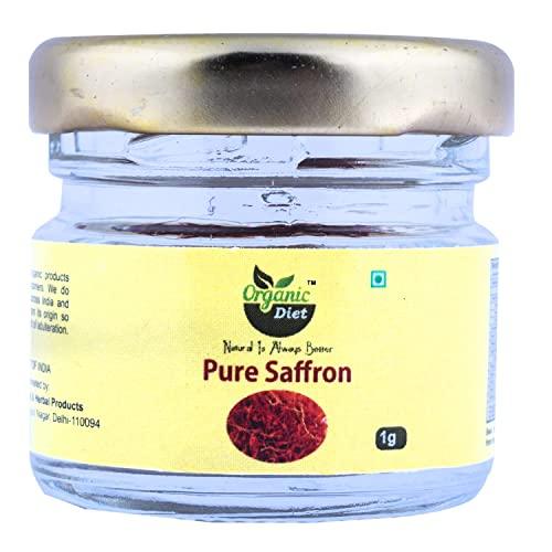 Organic Diet - Natural is Always Better Organic Diet Fresh & Pure Organic Saffron (Kesar | Zafran) Whole Rich Nutritious & Delicious, Good for Pregnant Women, 1 gm (Pack of 1)