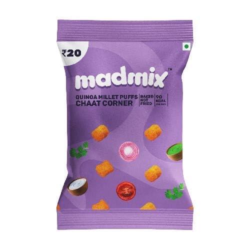 Madmix Madmix Bundle | Jowar & Quinoa Millet Puffs | All Flavors Pack of 5 Each | Baked, Not Fried | Protein-Packed | Healthy Snacks | Gluten-Free | No preservatives or Trans Fat | Pack of 25 (20g x 25)