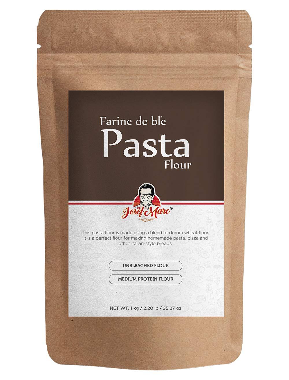 JOSEF MARC Farine De Bl'e Pasta Flour, 1Kg - Italian Pasta Flour, Durum Wheat Flour, Semolina Type Pasta Flour I Unbleached I Non GMO I Non Chlorinated
