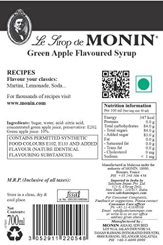 Monin Monin Syrup - Green Apple, 700ml Bottle