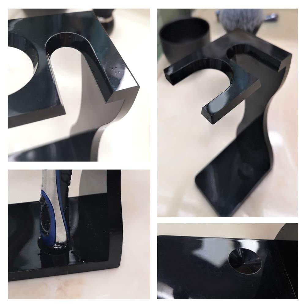 JEQUIL&CORENVEO Je&Co Men\'s Shaving Brush Set, 3 in 1 Synthetic Shaving Brush with Acrylic Stand and Steel Bowl