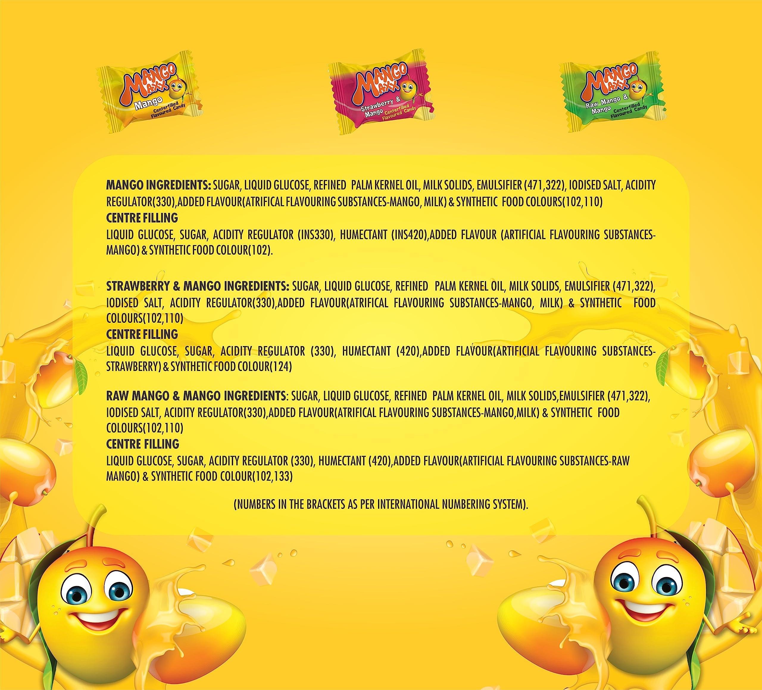 BakeMate Mango Maxx Flavoured Candy | Mango Flavoured Candy | Mango Candy Pack | Mango Candy | Strawberry | Raw Mango | Mango | Mango Assorted Candy 600g