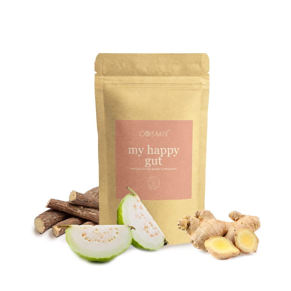 cosmix Cosmix My Happy Gut | PREBIOTICS & PROBIOTICS - Promotes healthy gut microbiome| Mulethi & Triphala Powder | Helps with Acidity, Digestion & Bloating| No Preservatives| 60g-40 servings (Pack of 1)