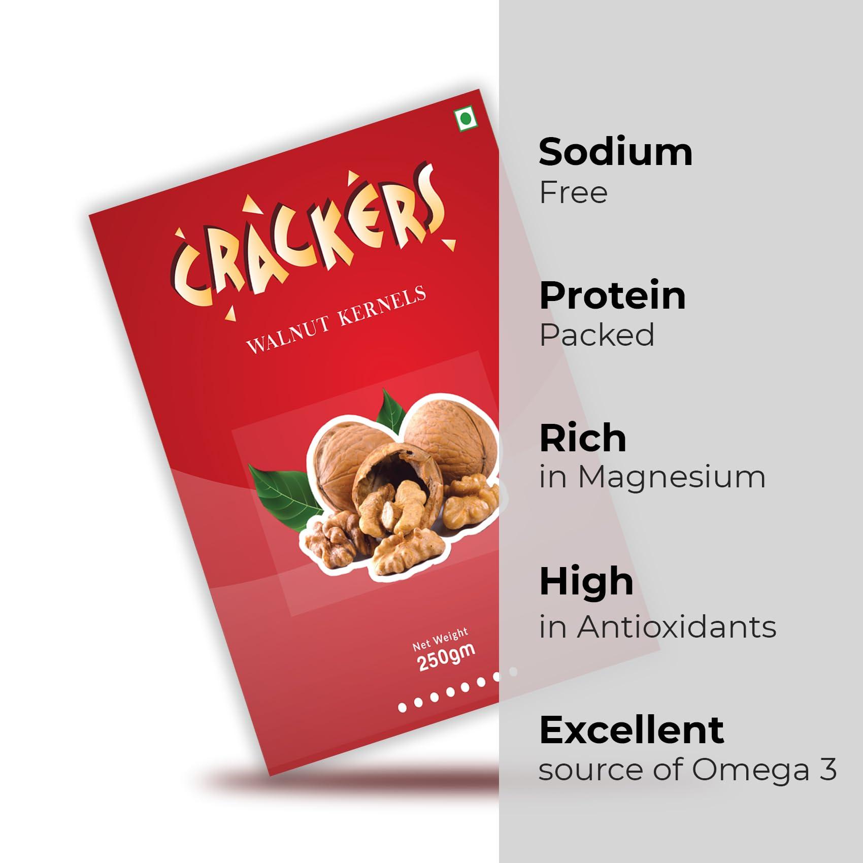 GO Go Crackers Kashmiri Brown Walnuts Kernels Without Shell -Pack of 2 x250 g