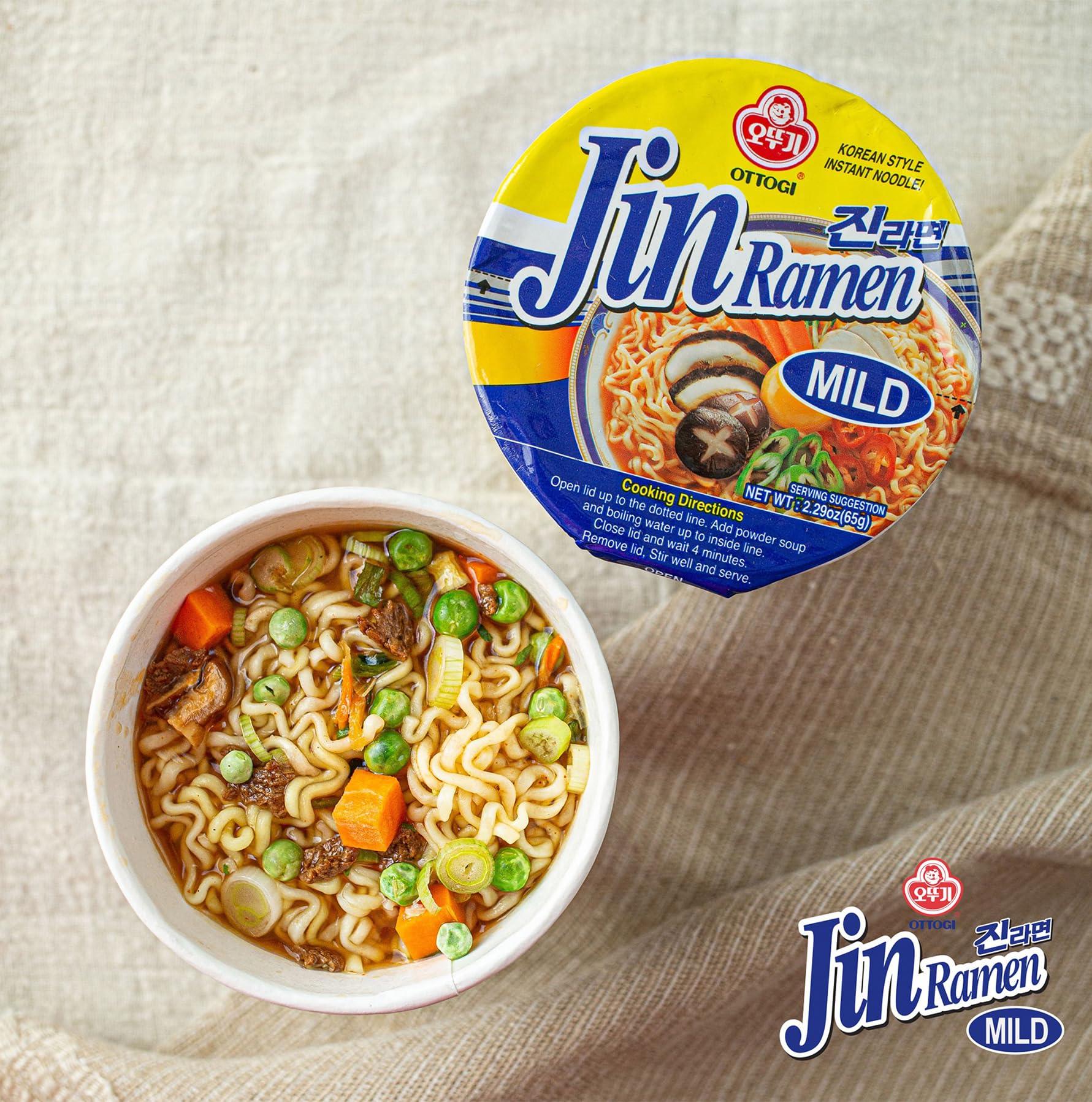 Ottogi Ottogi Jin Ramen Korean Style Instant Noodles Mild Flavor Cup Noodles, (65Gm) Pack Of 6, The Product Of Korea