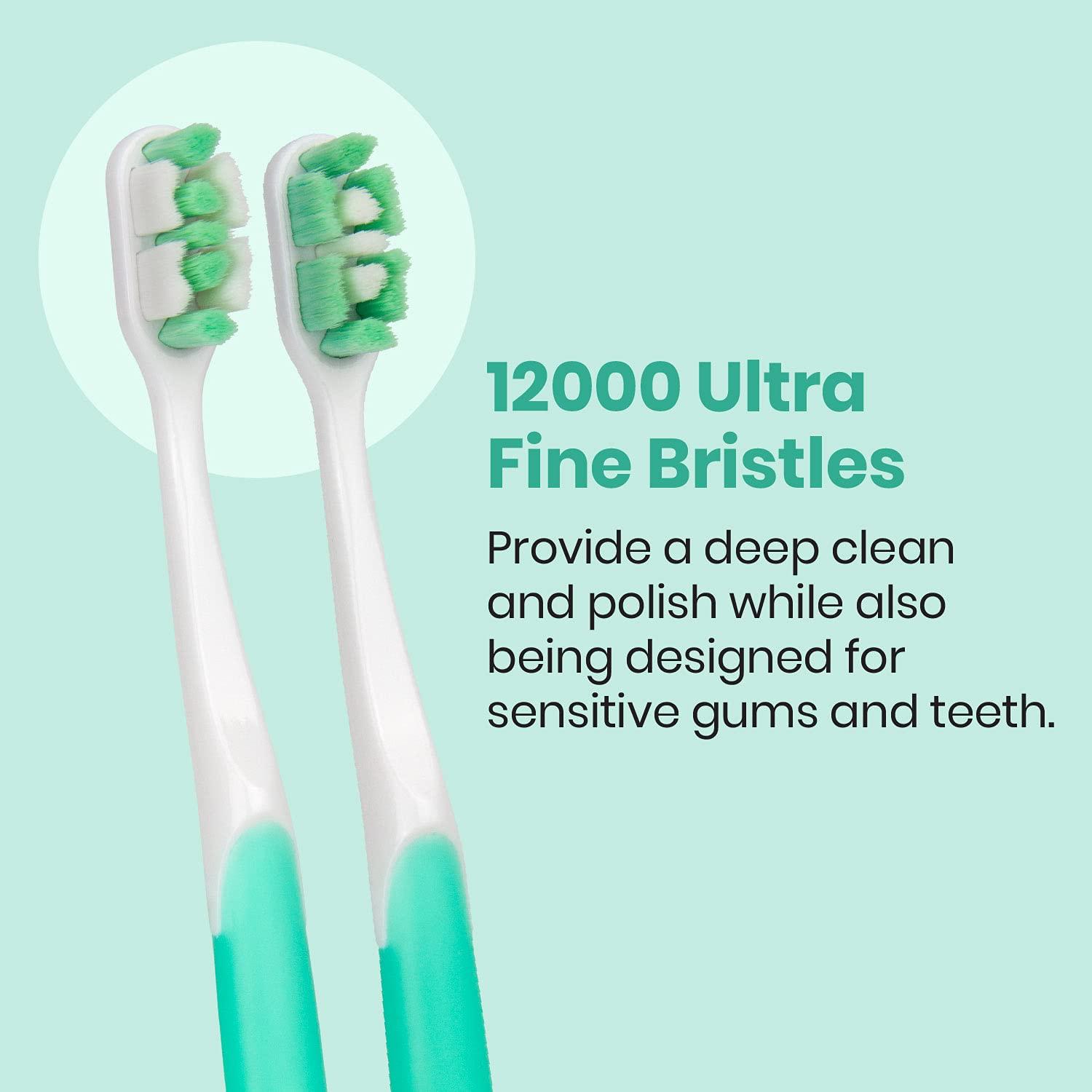 Lindo Lindo Ultrafine Toothbrush - for Sensitive Gums and Teeth, 12000+ Ultra Fine Bristles, Soft and Gentle, Deep Clean, Pack of 4