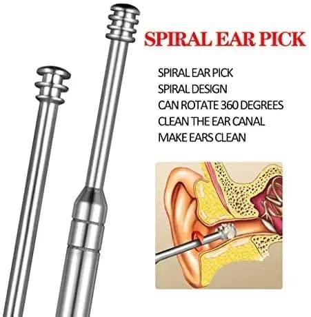 PENS PENS Ear Cleaner, Metal Ear Cleaner Tool, Stainless Steel Ear Curette Earwax Removal Kit with Cleaning Brush and Storage Box (7 Pcs)