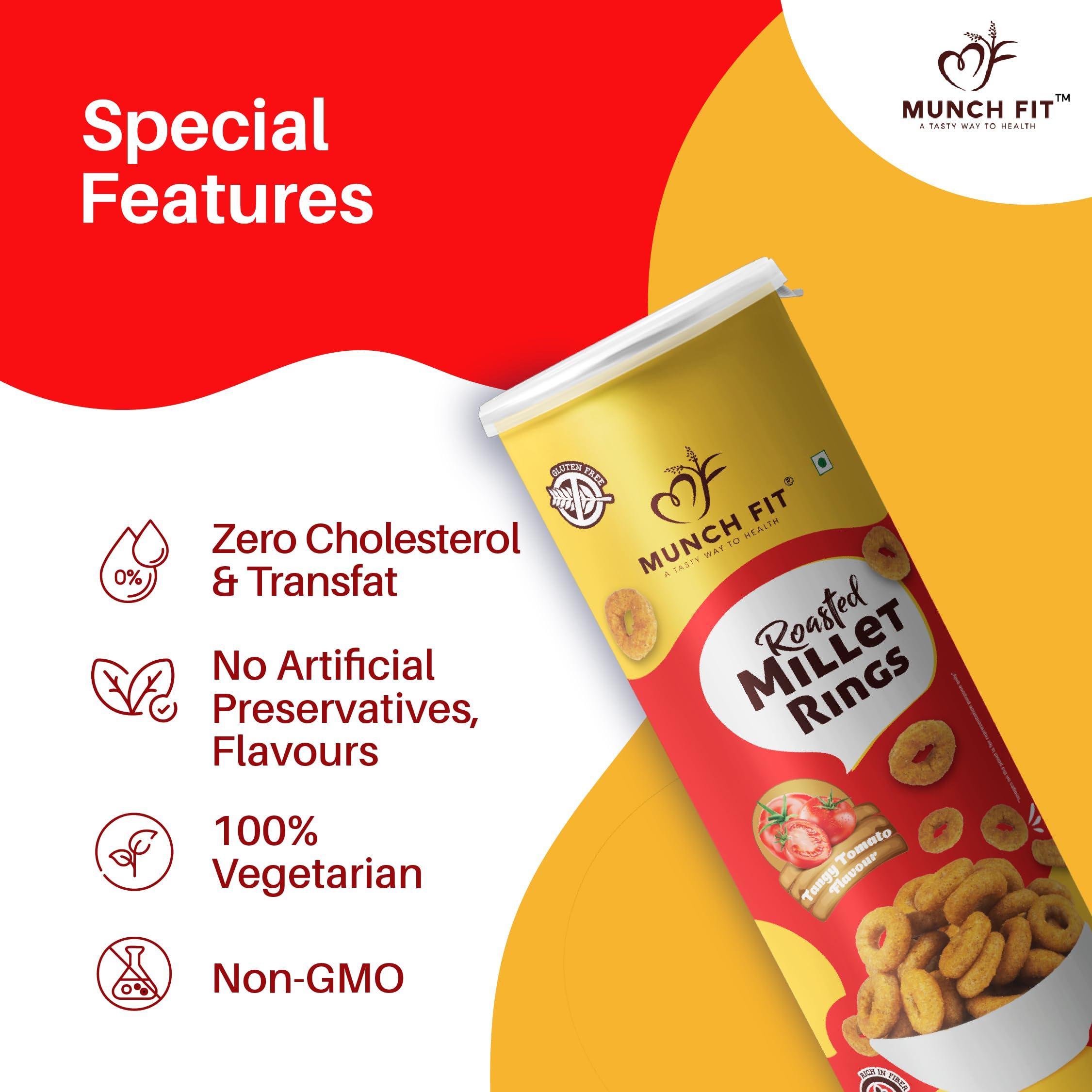 MUNCH FIT Munch Fit Healthy & Roasted Millet Snacks | 2 x 40g Tangy Tomato & 2 x 40g Chilli Garlic