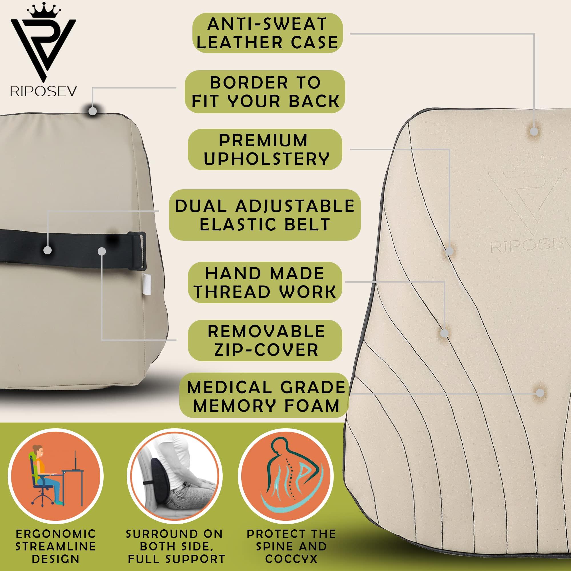 RIPOSEV RIPOSEV DREAMER SITMAX Orthopedic Full Lumbar Support for Chair & Car Seat Backrest Cushion for Back Pain Relief - Back Rest Support Back Support Pillow Memory Foam Cushion(Royal Beigh)