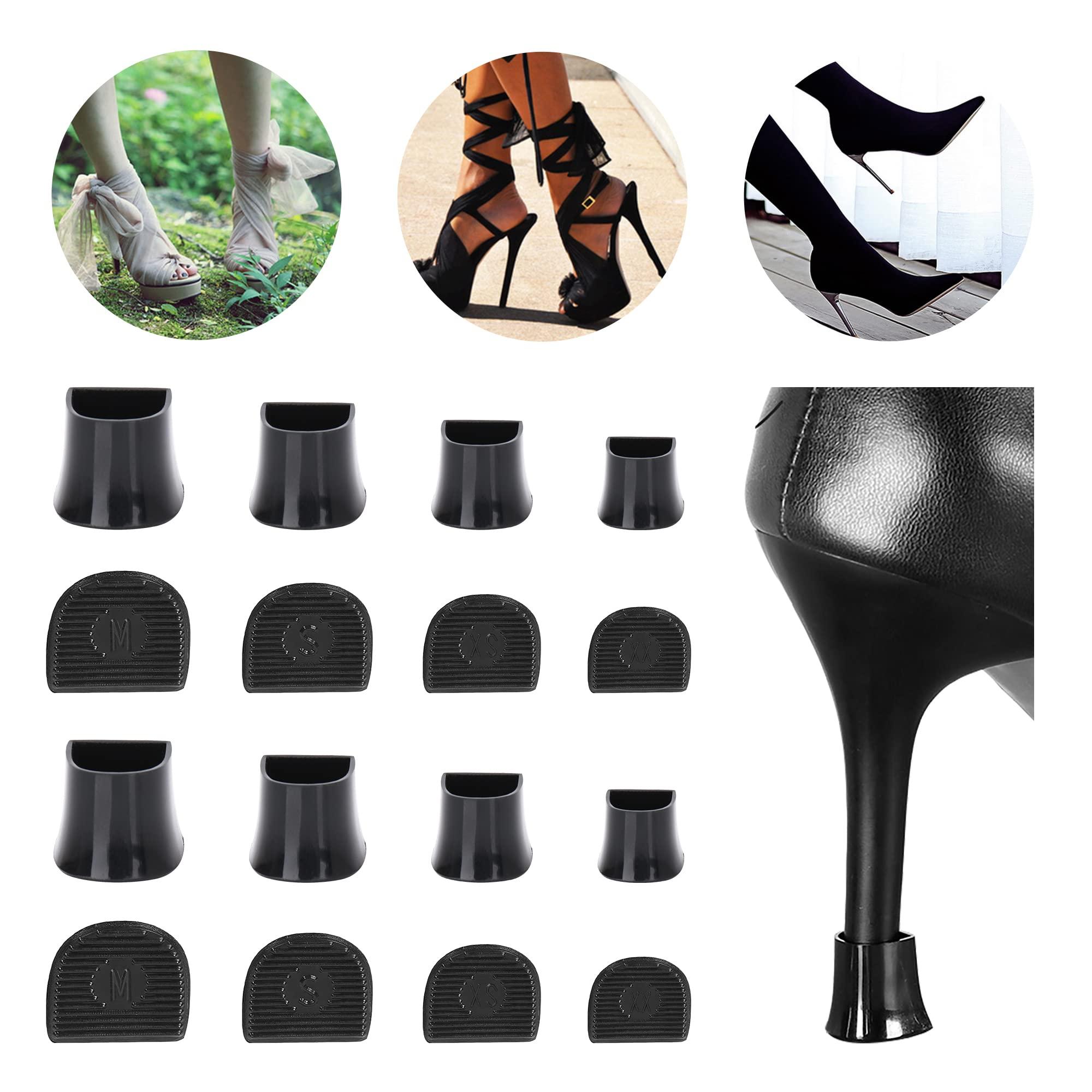 SooGree SooGree High Heel Protectors- Heel Stoppers Heel Repair Caps Covers for Walking on Grass and Uneven Road Heel Cover Cups Perfect for Wedding Outdoor Events (U Type-Black-8 Pairs)
