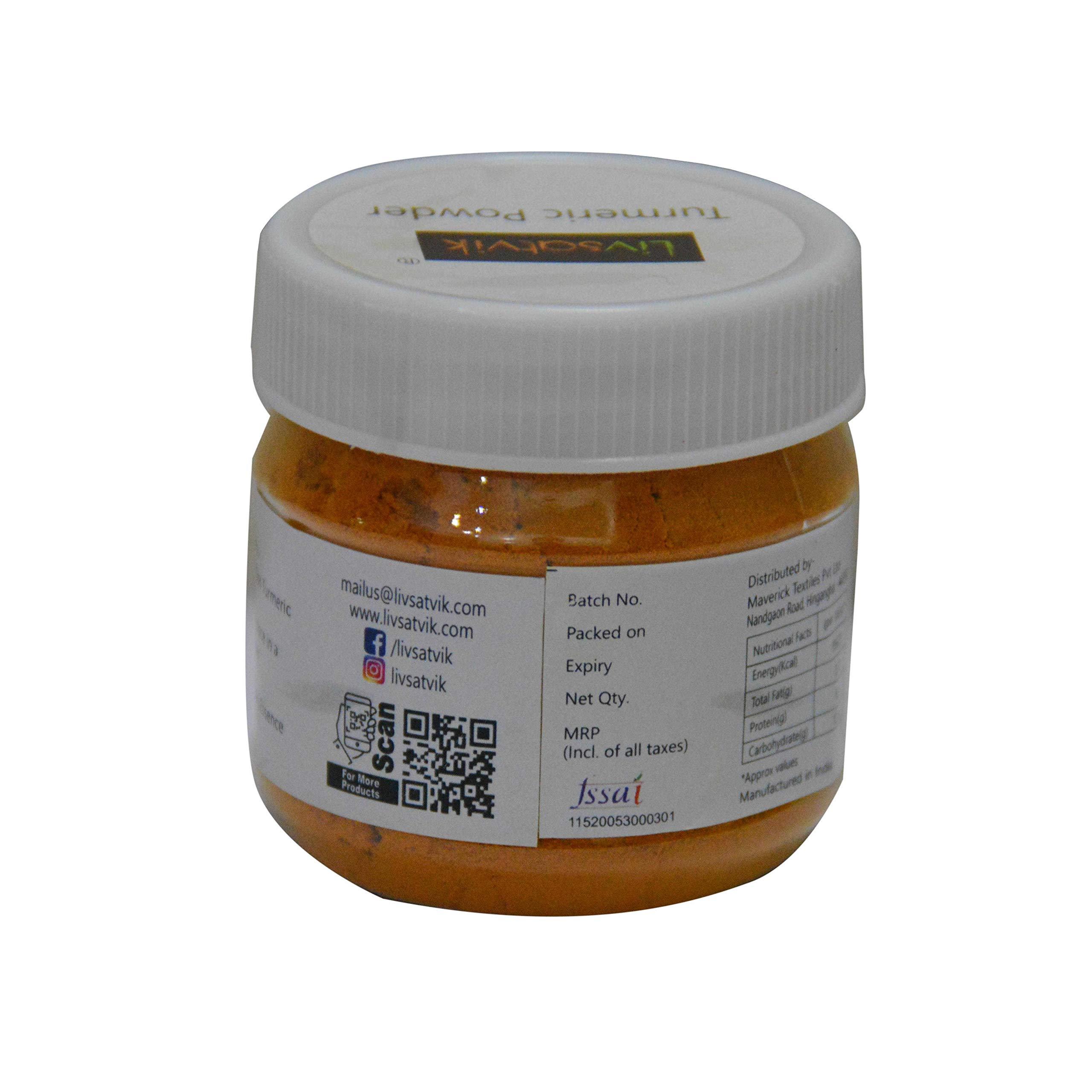 Livsatvik Livsatvik Turmeric Powder, High in Curcumin Content; More Than 5% | Organically Grown Waigon Haldi Powder, 50g