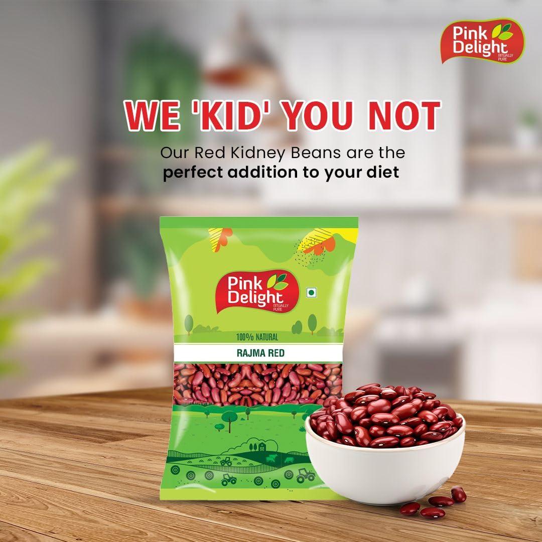 Pink Delight Pink Delight Unpolished Red Rajma (Big) | Big Kidney Beans | Gluten Free | Unpolished | 1 Kg