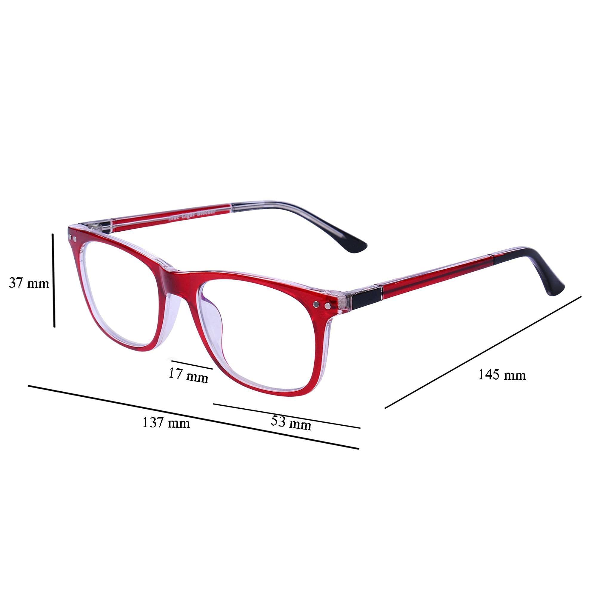 Eyevy Eyevy® BlueX KIDS | Zero Power Blue Light Filter & Anti glare Computer Eyeglasses | UV Protected Spectacles | Transparent Frame Reading Glasses For Age 5 to 10 | Red