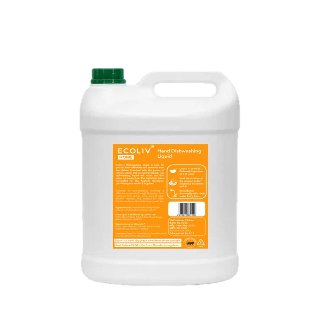 Ecoliv ECOLIV HOME DISHWASH 5 LITRE| POWERED BY LEMON| REMOVES TOUGH STAINS AND GREASE