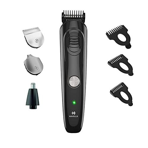 Havells Havells GS6400 Quick Charge Multi-Grooming Kit with Beard, Detail and Nose Trimmer, 50 ,Minutes Runtime (Black)