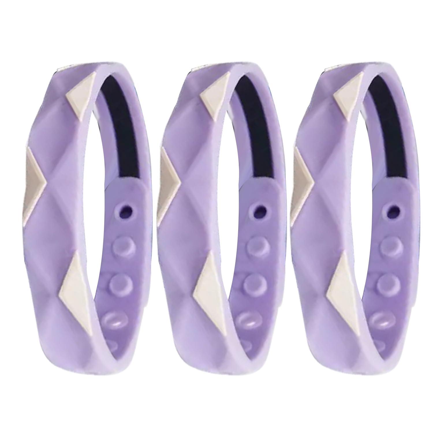 Generic James Negative Ion Bracelets Wristband, Negative Ion Anti-Static Sports Bracelet, Negative Ion Silica Gel Balance Energy Sports Bracelet Magnetic Bracelet 3pcs (Purple)