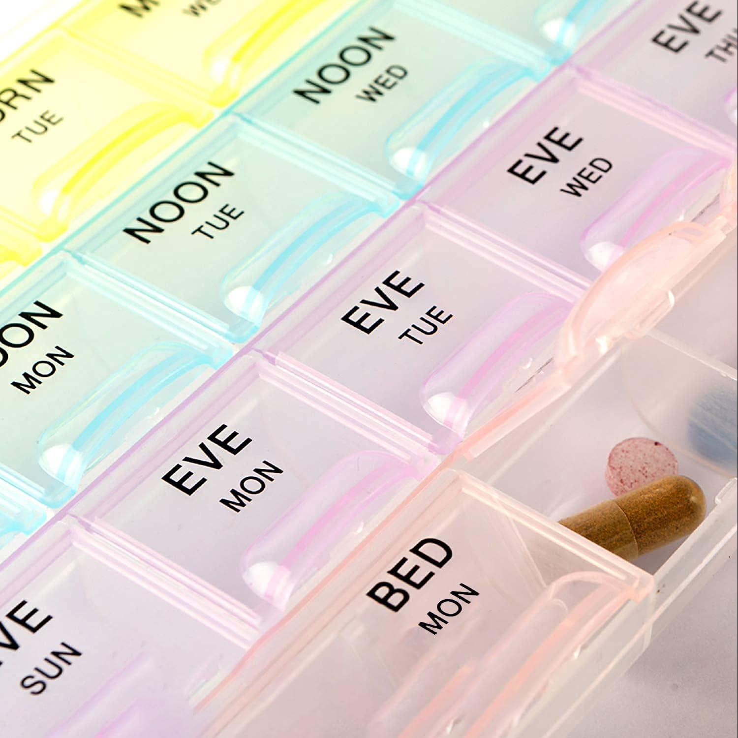 Oblivion Oblivion 7-Day Medicine Organizer Box  Portable Weekly Pill Planner Case for Home, Compact Travel Container & Vitamin Holder for Daily Health Storage and 4-Week Dispenser Kit