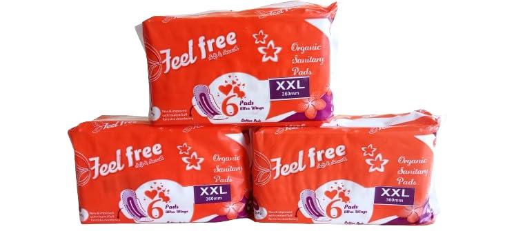 Feel free Soft & Smooth Feelfree cotton napkin 320 mm XL+ pads 6 PADS PER PACK(Pack of 5)