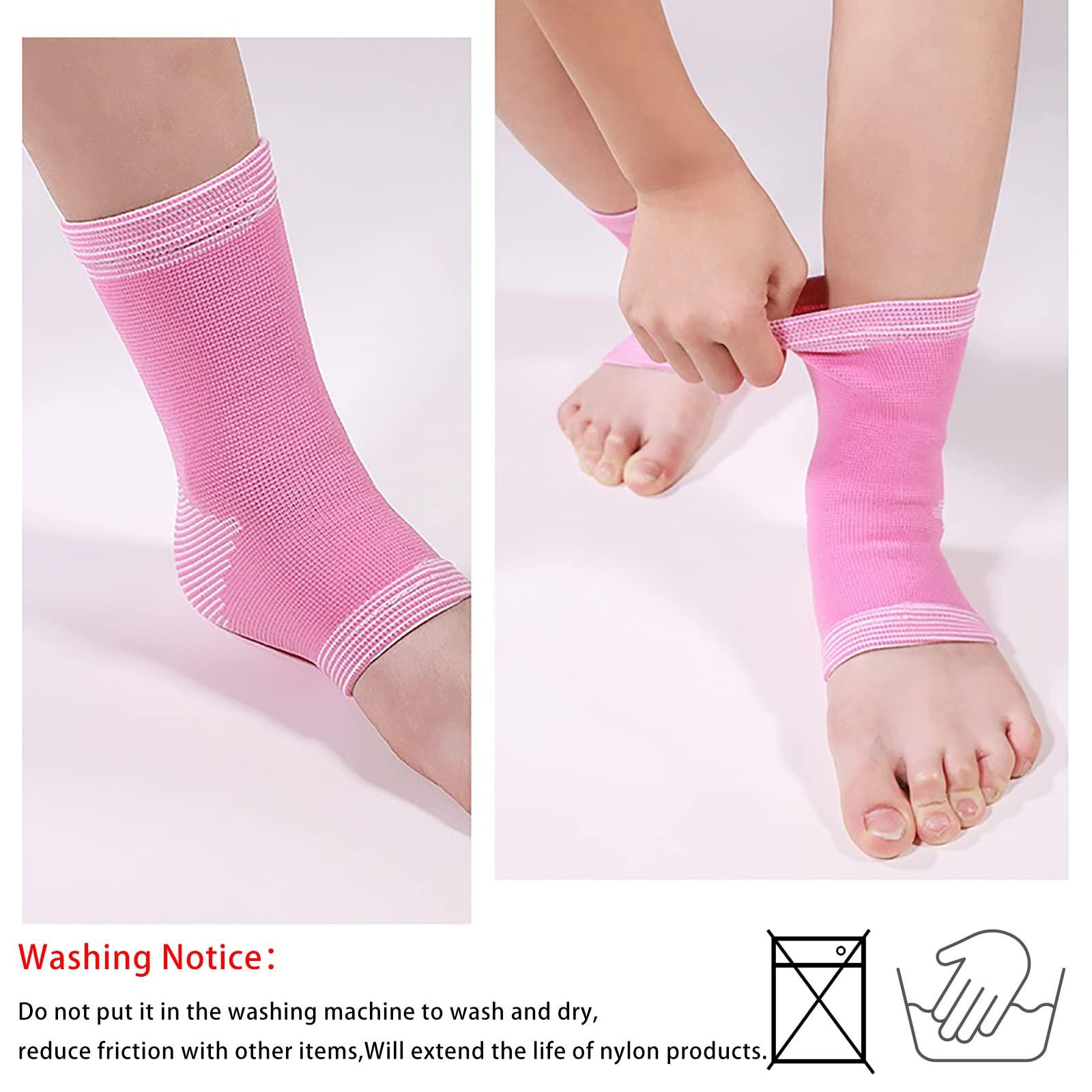 Xinbo 1 Pair Kids Compression Sleeves Foot Arch Support,Kids Children Ankle Brace,Plantar Fasciitis Sock for sprained ankle or sports (Pink)