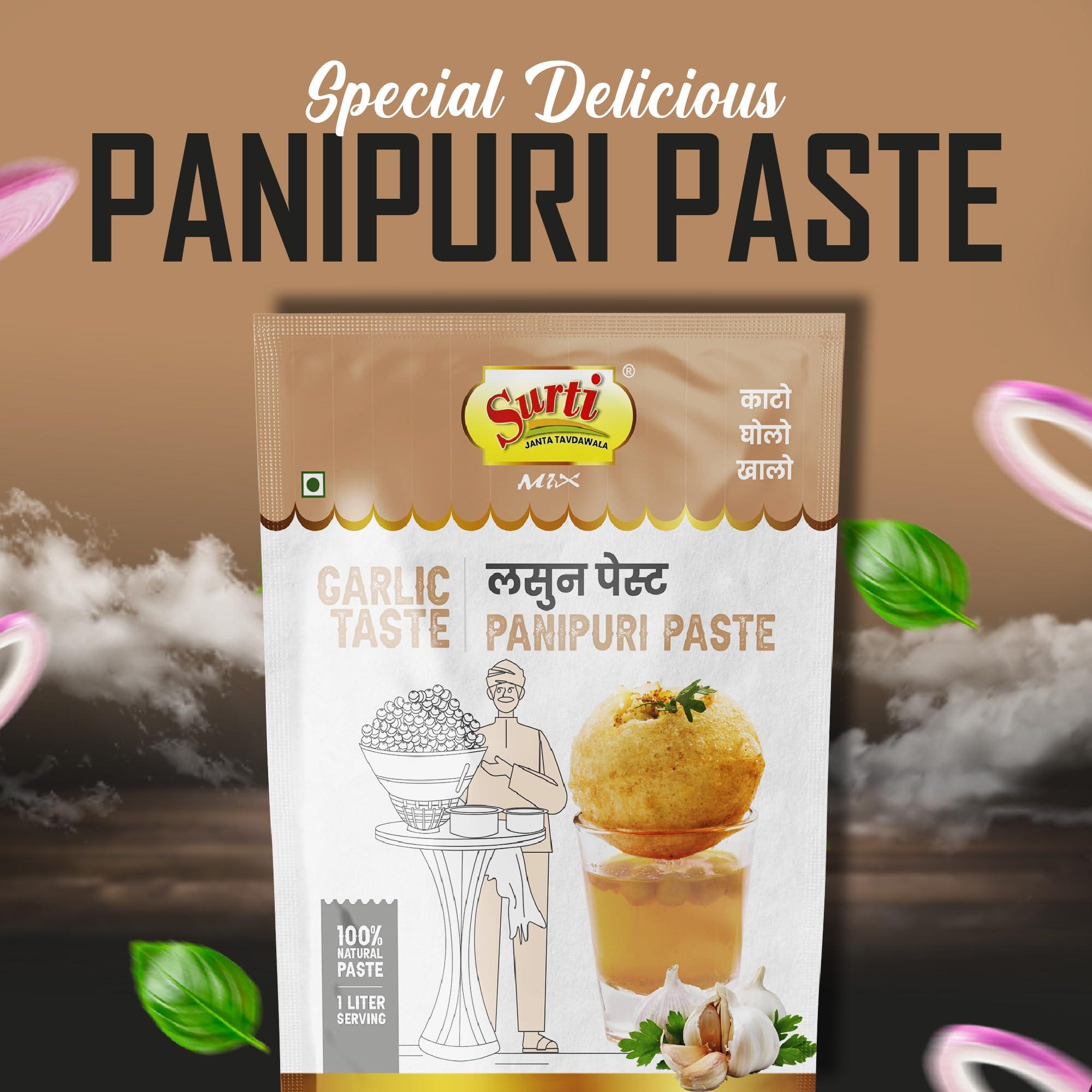 Surti Mix Surti mix Pani Puri Masala - The Authentic Indian Street Food Seasoning - serves 4-5 people- free from artificial colour and preservatives. (Garlic Taste)