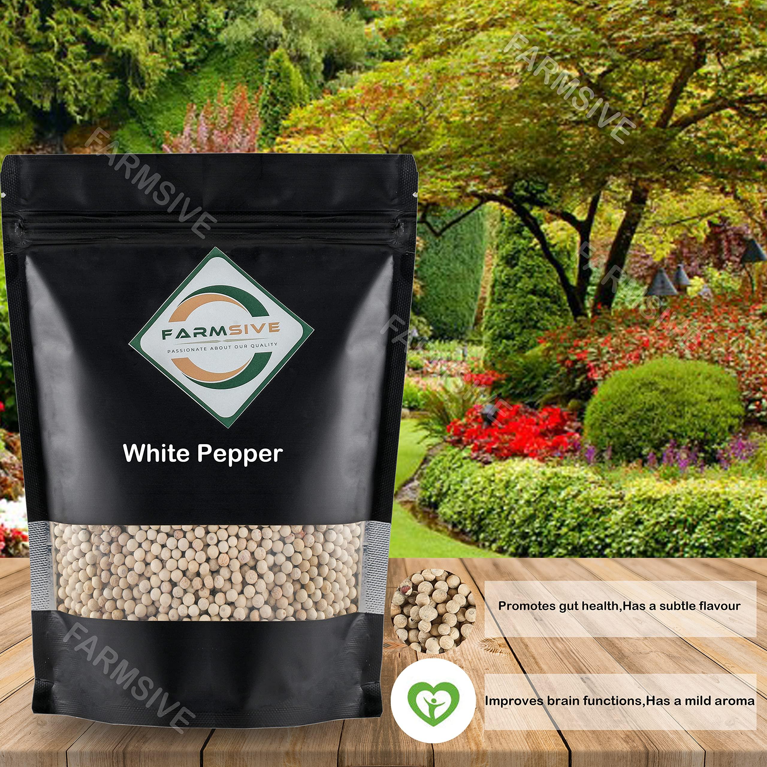 Farmsive Farmsive Organic White Pepper, Pepper Corn, White Mirch, Dakhni Mirch, Safed Mirch Sabut, 900 g