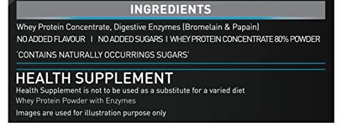 MuscleBlaze MuscleBlaze Raw Whey Protein Concentrate 80% with Added Digestive Enzymes, Labdoor USA Certified (Unflavoured, 500 g / 1.1 lb)