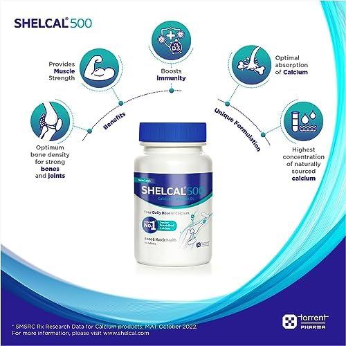 Torrent Torrent Shelcal 500 Calcium Tablets With Vitamin D3 (40 Tablets) | For Healthy And Strong Bone, Joint & Muscles |Calcium Supplement X Pack Of 3