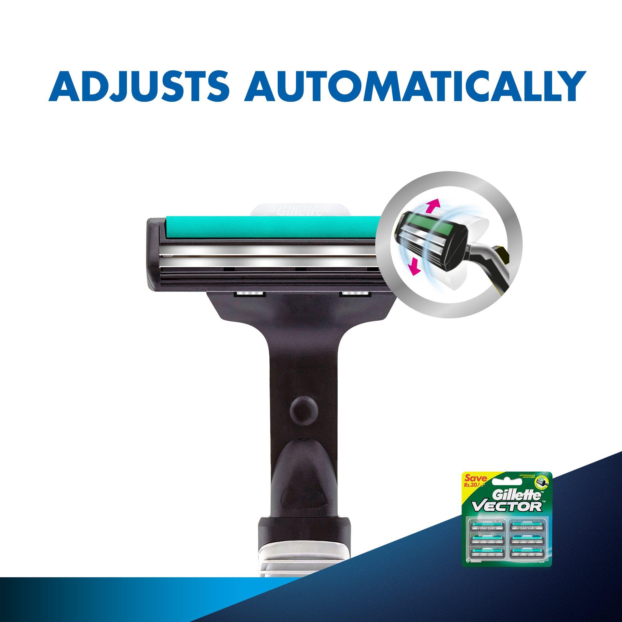 Gillette Gillette Men Vector Plus Manual Shaving Razor Blades (Cartridge) - 6S Pack & Vector Plus Manual Shaving Razor, 1 Pc Combo