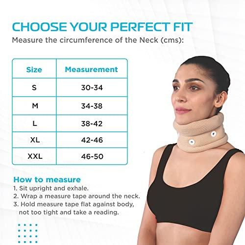 Vissco Vissco Cervical Collar With Chin Support, Neck Support Provides Stability & Relieves From Neck Pain, Neck support for Excessive strain on the neck muscles - XXL (Beige)