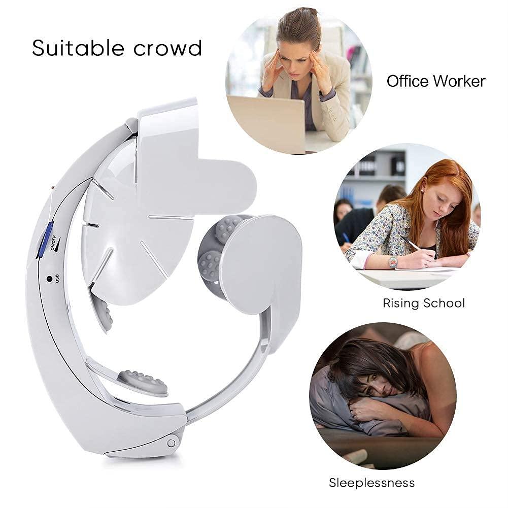 Dweezhet Dweezhet Electric Head Massager Brain Relax Easy Acupuncture Points Therapy, for Stress Relief Prevent Hair Loss Head Relaxing Massage, White