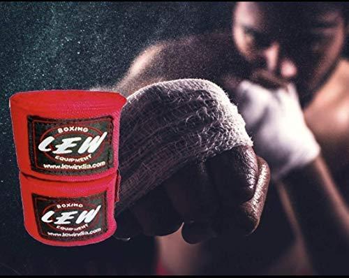 LEW LEW Mexican Style Boxing 180" with Elastic Hand & Wrist Support Spandex Multicolor Hand Wraps (Red)
