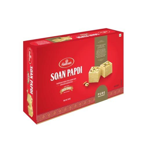 Haldiram\'s Haldiram\'s Soan Papdi Desi Ghee Combo Pack (500g x 2) | Traditional Indian Sweet | Finest Ingredients | Crunchy Almonds & Pistachios | Indian Mithai | Festive Delight | Great Gift Pack for Festival | Mithai for Raksha Bandhan