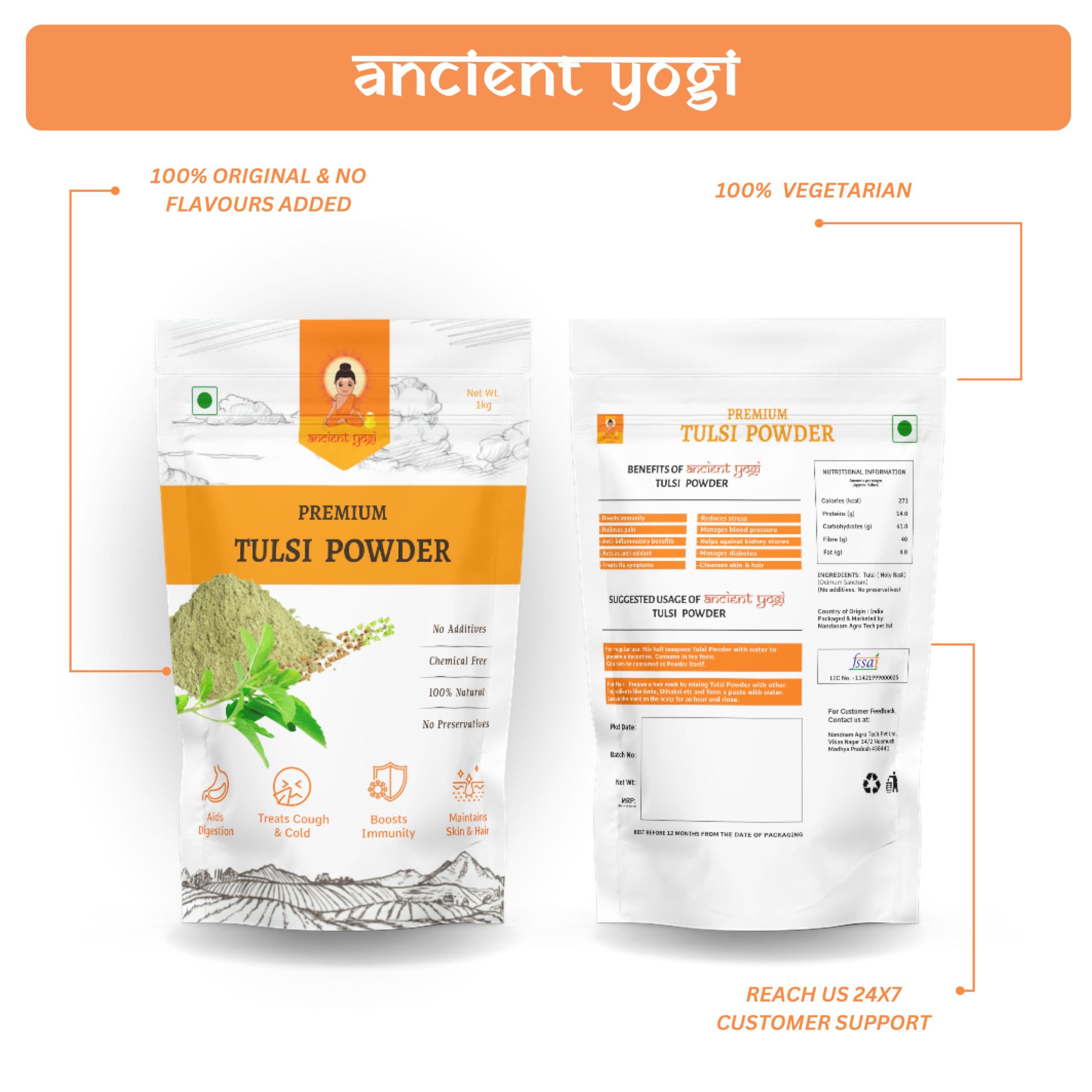 Ancient Yogi Ancient Yogi || Tulsi Powder by Ancient Yogi - Holy Basil for Immune Support and Stress Relief (100gms (Pack of 2))