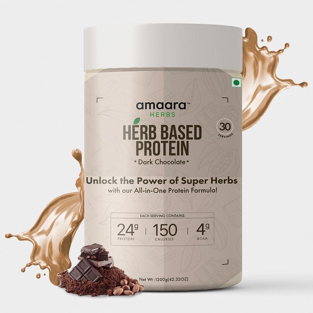 Amaara Herbs Amaara Herbs Plant Protein Powder, Pea Protein Powder with Goodness of Herbs, Plant Based Protein Powder for Men & Women 100% Vegan, Isolate Protein Powder 24g Protein/Serving (Dark Chocolate, 1200g)