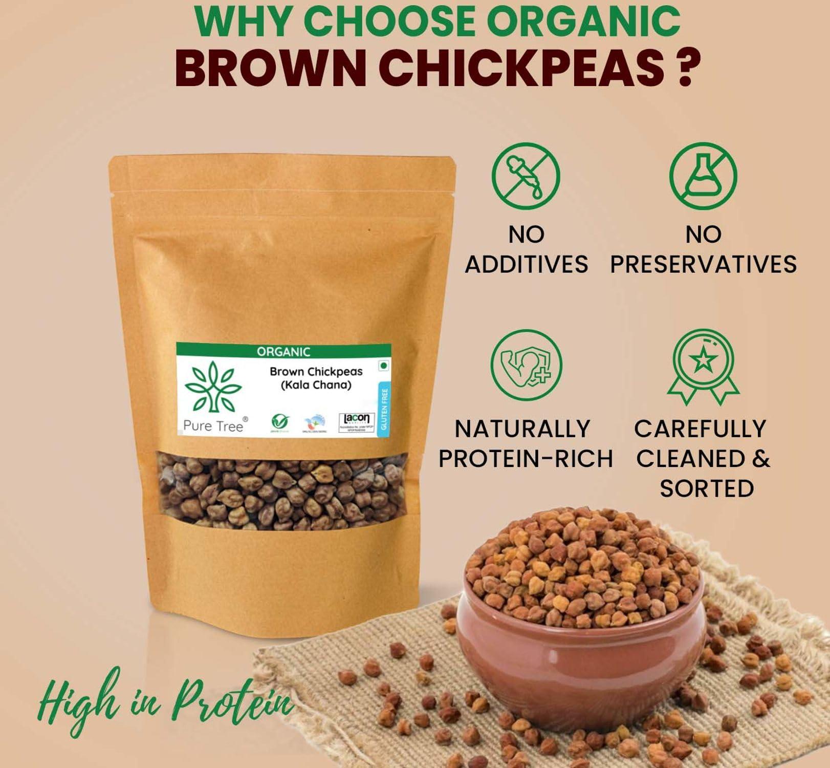 Pure Tree Pure Tree Certified Organic Kala Chana | 900 g | Brown Chickpeas | Desi Chana | Chana Whole Kadle Kalu Plant Based High Protein Kondakadalai | Black Gram Whole Black Chickpeas