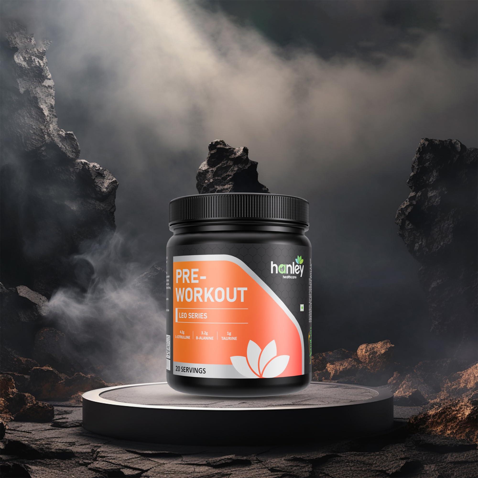 Hanley Healthcare Hanley Leo Pre-Workout with Astragin - Pre Workout Supplement for Men - Orange Flavor (20 Servings, 300g)