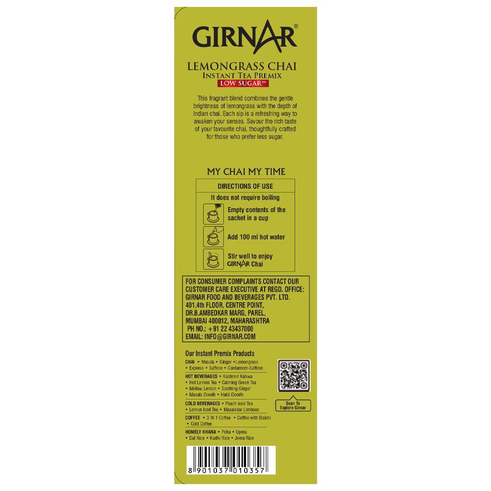 Girnar Girnar Instant Premix Lemongrass Chai (10 Low Sugar Sachets)