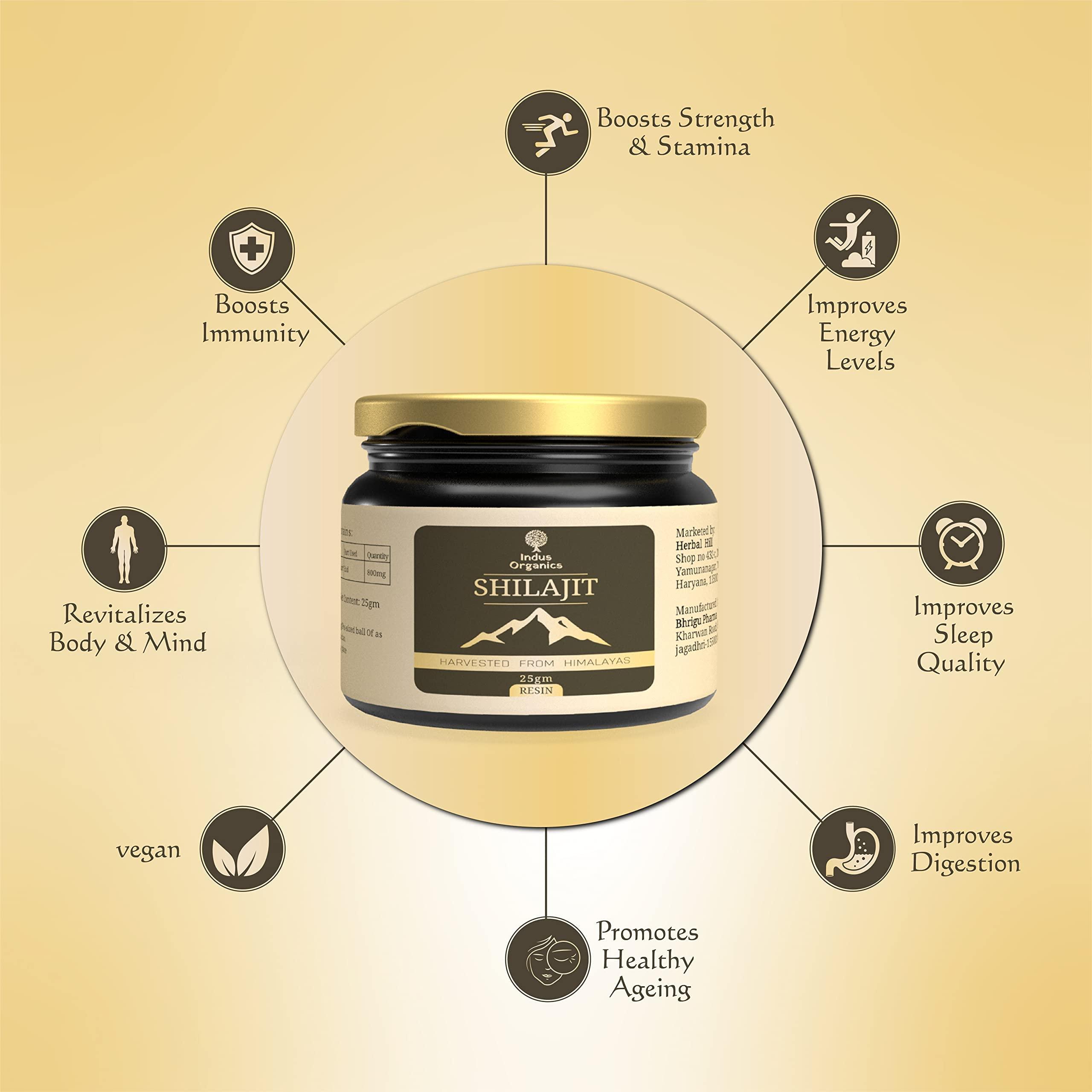 Indus Organics Indus Organics Himalayan Pure Shilajit Resin 25gm for Strength, Stamina, Focus,Vitality & Performance | Pack of 1
