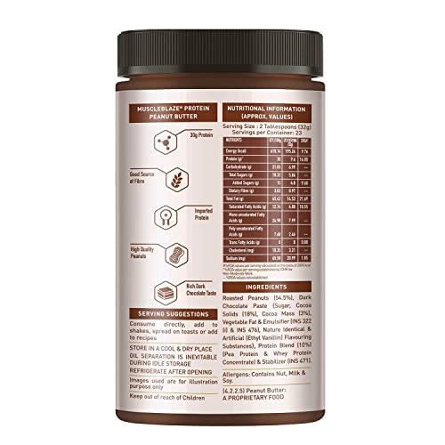 MuscleBlaze MuscleBlaze Fit High Protein Peanut Butter, Crunchy (Dark Chocolate Spread, 750g) | 27g Protein | With Pea Protein & Whey Protein Concentrate