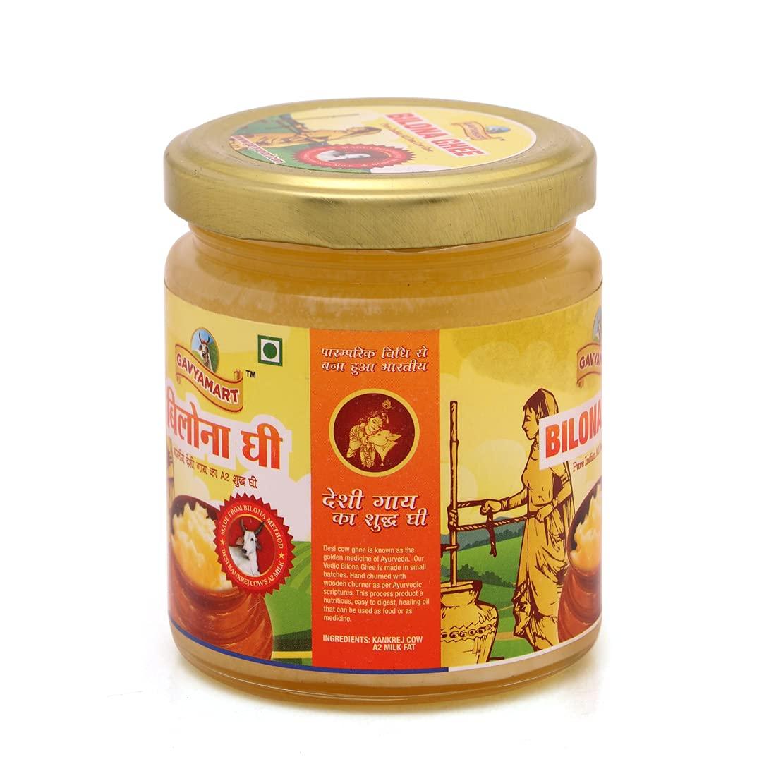 Gavyamart Gavyamart Bilona ghee 100% Fresh Pure Desi Kankrej Organic Non GMO Cow Ghee-Made Using Traditional Bilona Method - Glass jar pack (200 ML)