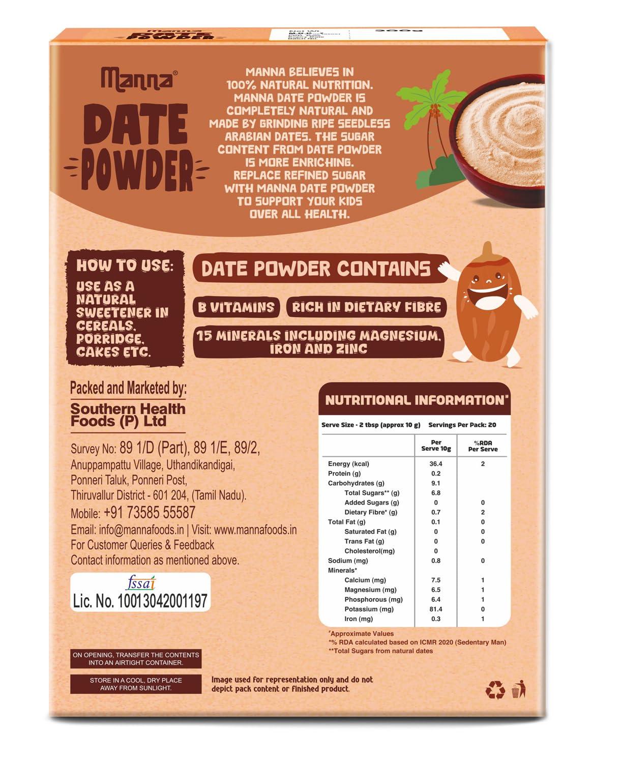 Manna Manna Health Mix, All Natural Kids Nutrition Drink, with 14 Ingredients, Zero Sugar. 100% Natural Nutrition 500g (250g, Pack of 2)